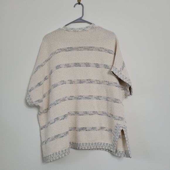 VINCE Popover White Knit Stripe Speckle Sweater Boxy Tunic Top - Picture 4 of 8